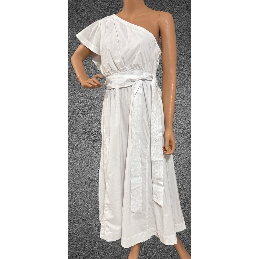 Madewell Dress Women's Size 14 White Ruffle One Shoulder Flowy Flutter Sleeve